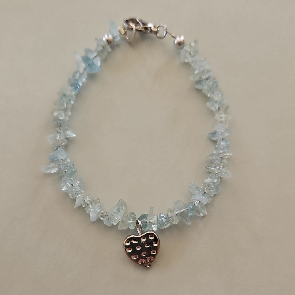 Elegant Silver Heart Charm Bracelet (Hand Made) 6 Inches